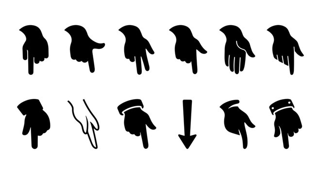 Hand Pointer Icons Set, Cursor Clicks, Navigation Symbols, Vector Graphics Collection
