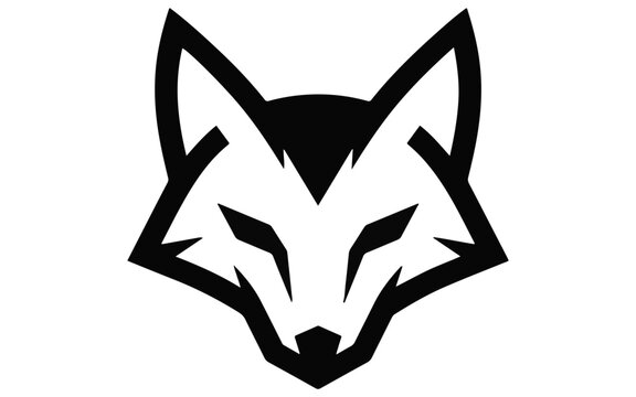 Minimalist black fox head silhouette on a dark background