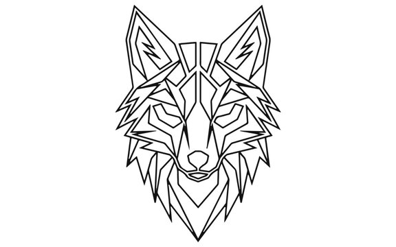 Geometric fox head illustration on a black background