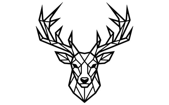 Geometric deer head silhouette against a black background