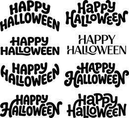 Obraz premium Happy Halloween text designs in various playful fonts on white background for seasonal celebration announcement