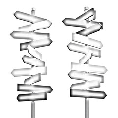Creative directional road signs pointing multiple ways for choices and decisions illustration transparent background © MS PNG STORE
