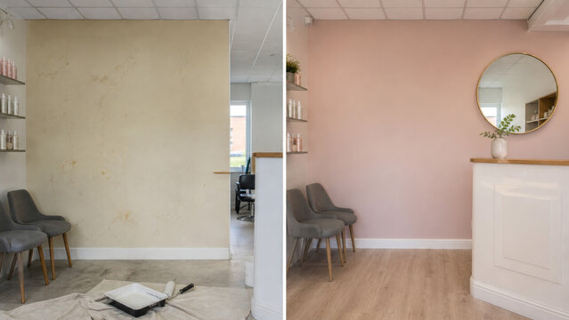 Antes e depois de pintura e renova&ccedil;&atilde;o de ambiente residencial