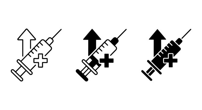 Medical Syringe Icons, Vaccination Growth, Healthcare Progress, Injection Symbols
