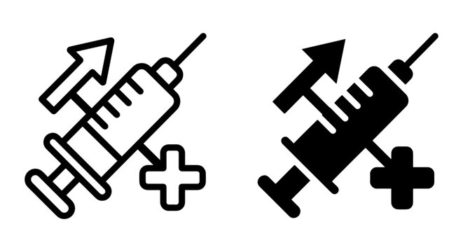 Medical Syringe Icons, Healthcare Injection Symbols, Vaccination Growth Charts, Health Care Vector Graphics