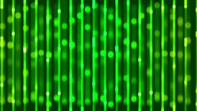 Vibrant green glowing vertical lines bokeh motion graphics loop