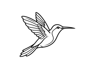 Naklejka premium Minimalist Hummingbird Line Art Illustration Flying Bird Vector on White