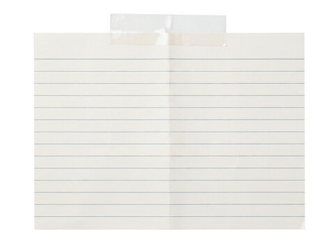 Blank White Lined Paper Sheet Attached with Adhesive Tape for Creative Stationery Note Taking and Office Workspace Organization Tasks