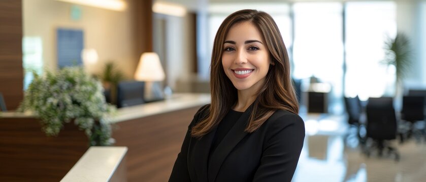 Smiling woman in business attire in office