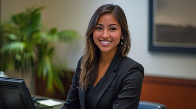 Smiling professional woman at desk