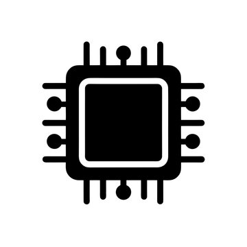 Black electronic microchip processor icon Vector