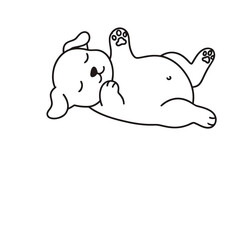 Naklejka premium Cute dog lying on its back, line art