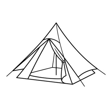 Line art of a camping tent