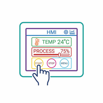 HMI interface with temperature and process control display