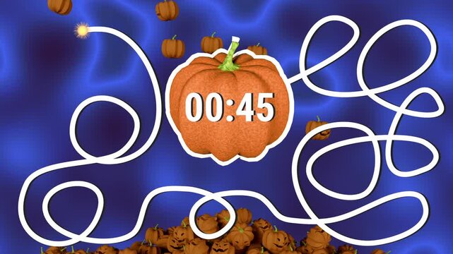 Halloween Timer with Pumpkins and Explosion 50 to 0 - Countdown 50 seconds 