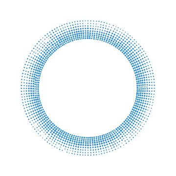 Blue halftone circular frame ring with dotted gradient texture on isolated white background blue dots dot circle ring pattern graphic design dot matrix round border abstract frame minimalist