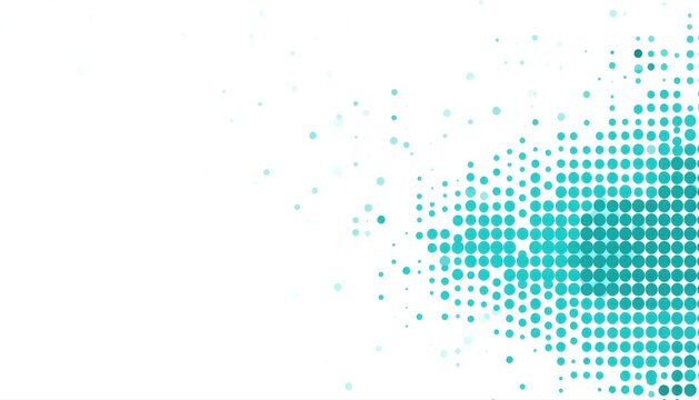 Abstract teal halftone dot matrix fading toward the left on a clean white background with halftone dots dot texture teal pattern graphic resource design element abstract halftone background