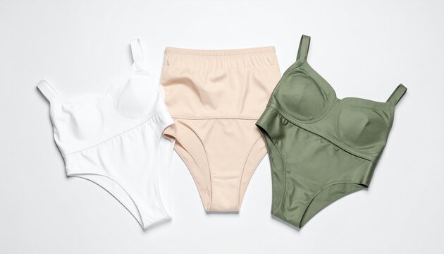 Minimalist Women&rsquo;s Underwear Collection in White, Beige and Green