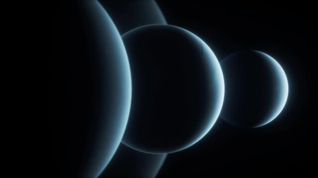 Abstract Glowing Planets in Deep Space Representing a Digital Universe