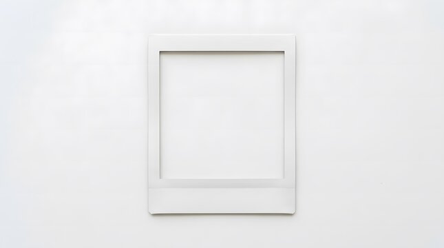 Empty white square photo frame border template for instant pictures and social media design concept on plain surface