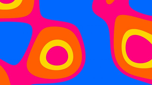 Abstract colorful organic blob shapes background with vibrant retro 70s groovy style and flat wavy pattern