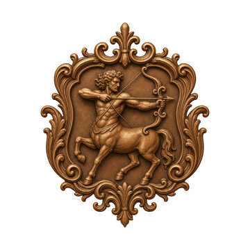 PNG Ornate centaur archer emblem in bronze finish