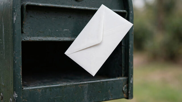 Envelope Dropping Into Mailbox