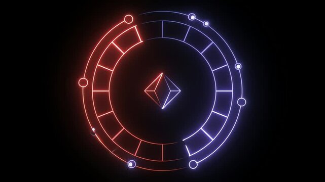 Minimalist futuristic diamond symbol with glowing moon phases on dark background