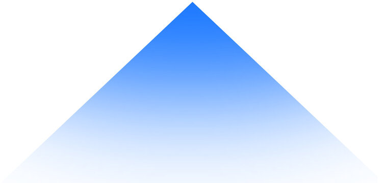 A vibrant blue triangle shape with a soft gradient effect isolated background