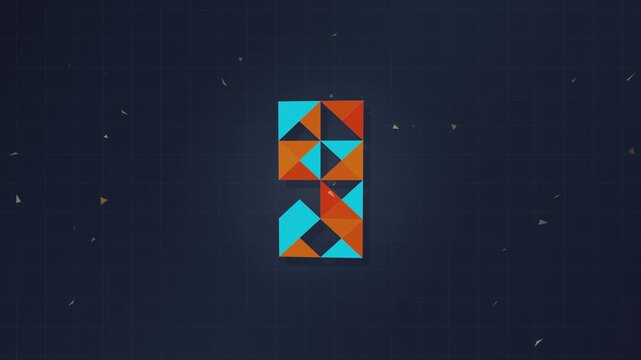 Dynamic Countdown Timer Number Three Animation with Geometric Shapes