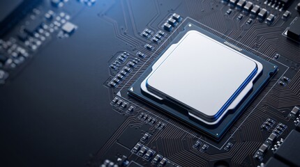 Fototapeta premium Computer processor cpu microchip mounted on circuit board computer hardware