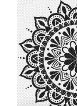 Halftone mandala pattern isolated on white background with intricate circular design transparent background