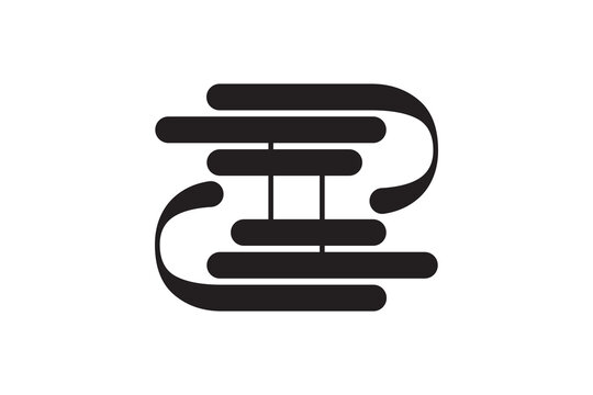 Horizontal Line Cloud Flow Geometric Logo Vector Template