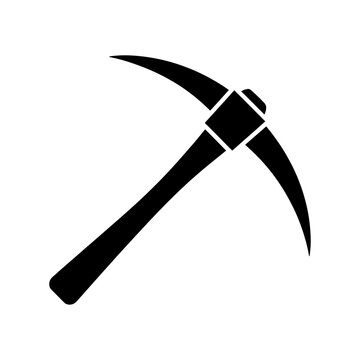 A solid black pickaxe vector silhouette symbol representing mining labor and quarry tools