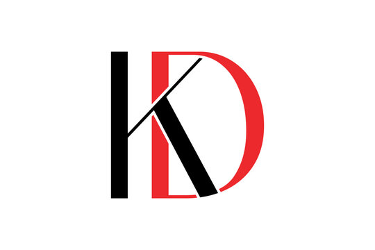 Modern Red and Black KD Letter Monogram Logo Vector Template