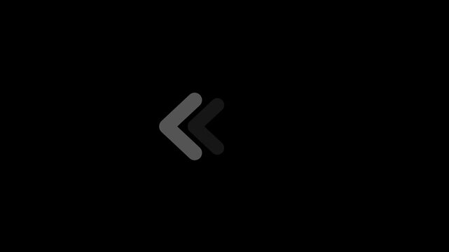 Minimalist double arrow loading animation on black background, chevron