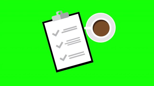 Business checklist and task planning concept with clipboard and coffee cup for office productivity