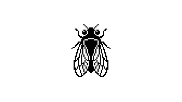 Pixel art cicada insect sprite.