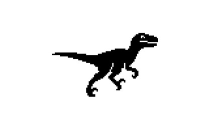 Fototapeta premium Pixel art dinosaur raptor silhouette.