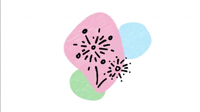An animated hand drawn firework icon bursting into sparks. Ideal for New Year celebrations, holiday events, festival shows, and party graphics