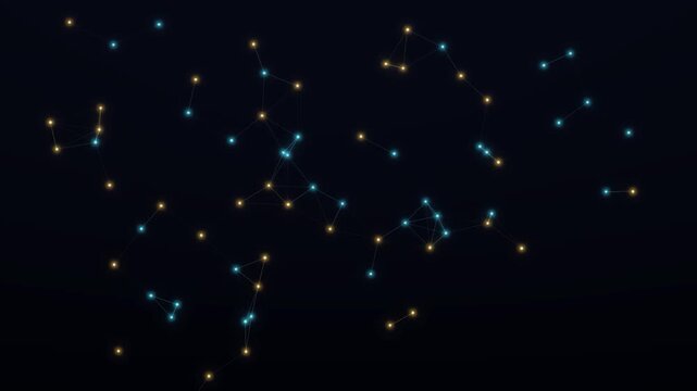 Abstract starfield animation with glowing dots and particles moving in deep space