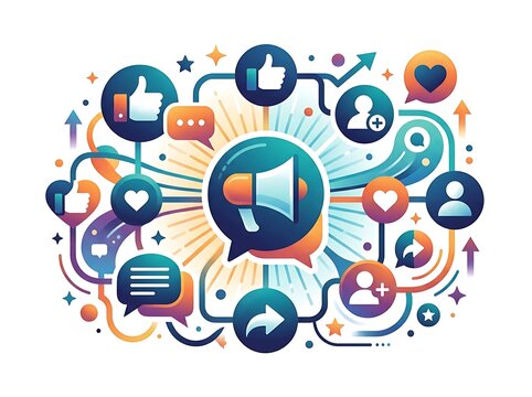 Colorful abstract vector illustration of interconnected technology gadgets.