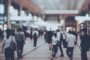 Fototapeta premium 大阪の街を歩く人々ぼかし風景