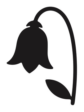 Minimalist bluebell flower silhouette vector graphic element