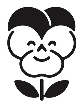 Minimalist pansy flower with face silhouette vector graphic element