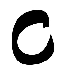 Abstract stylized letter C icon in bold black shape for modern typography and graphic design © wildan