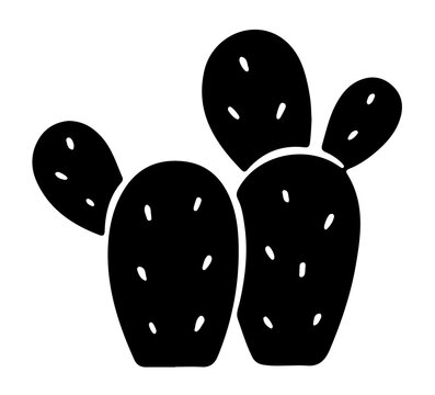Minimalist prickly pear cactus silhouette vector graphic element