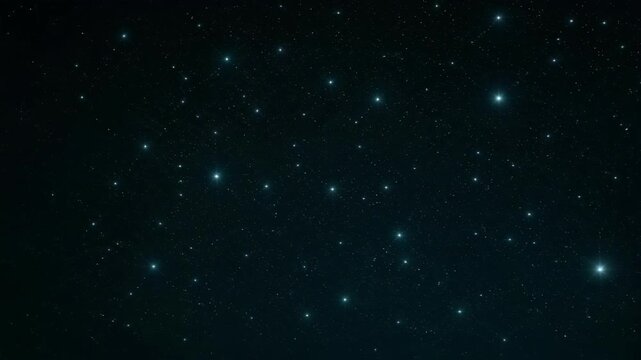 Dark night sky filled with bright stars and small distant celestial bodies