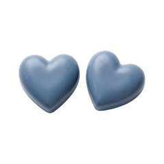 Fototapeta premium Two Blue Heart Shaped Chocolates Isolated on White Background