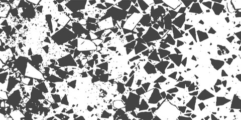 Fototapeta premium Abstract geometric shards and particles on white background with grunge texture conceptual design